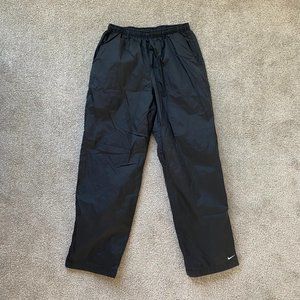Nike Windbreaker Track Pants Black Vented Mens Size L With Cotton Blend Lining